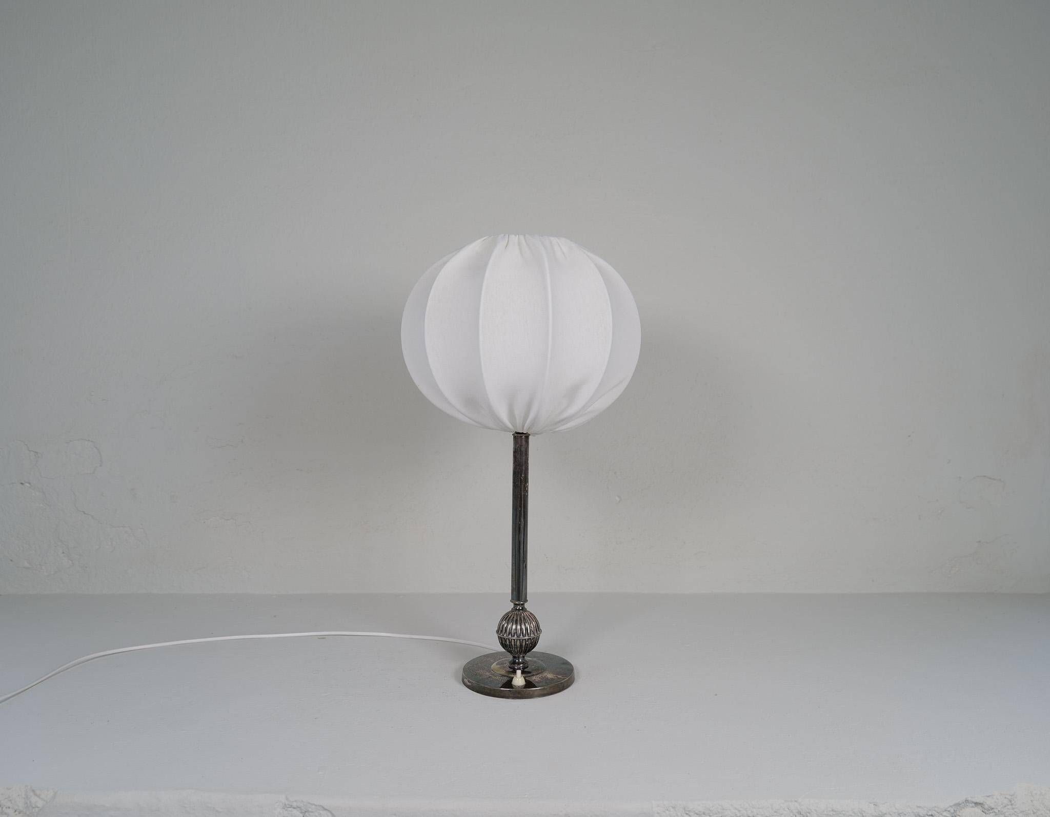 Art Deco table lamp in silver plate, 1930s Sweden
