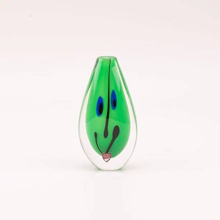 Green crystal drop vase Orrefors by Anne Nilsson