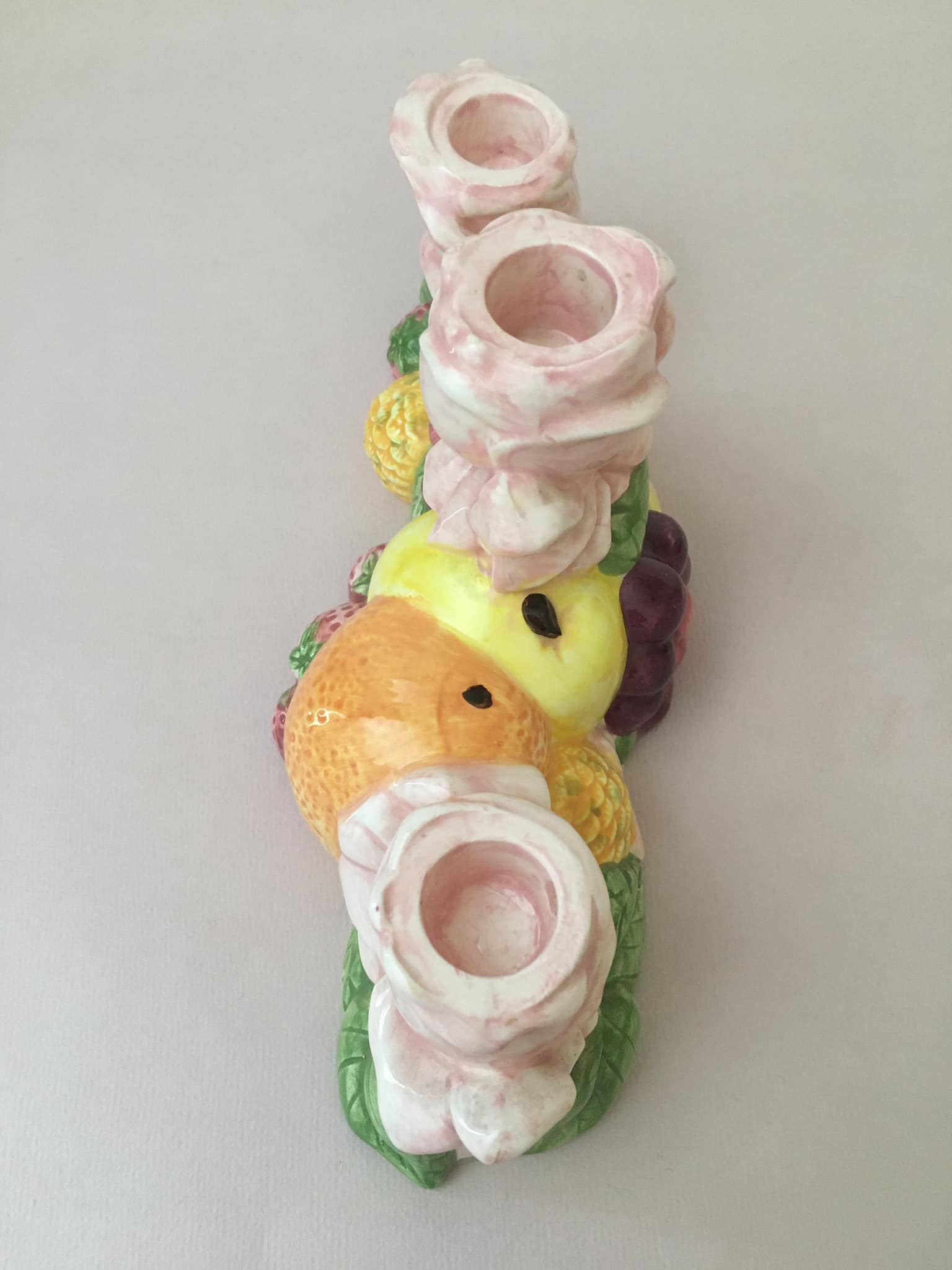 3-burner slurry candle signed Francesco Guarino, fruit motifs