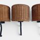 Spanish Mid-Century Wicker And Wrought Iron Wall Sconces, Three Available