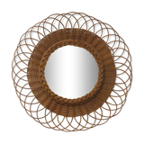 Round wicker rattan mirror 48cm