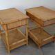 Pair of woven wicker and bamboo bedside tables, 70s/80s.
