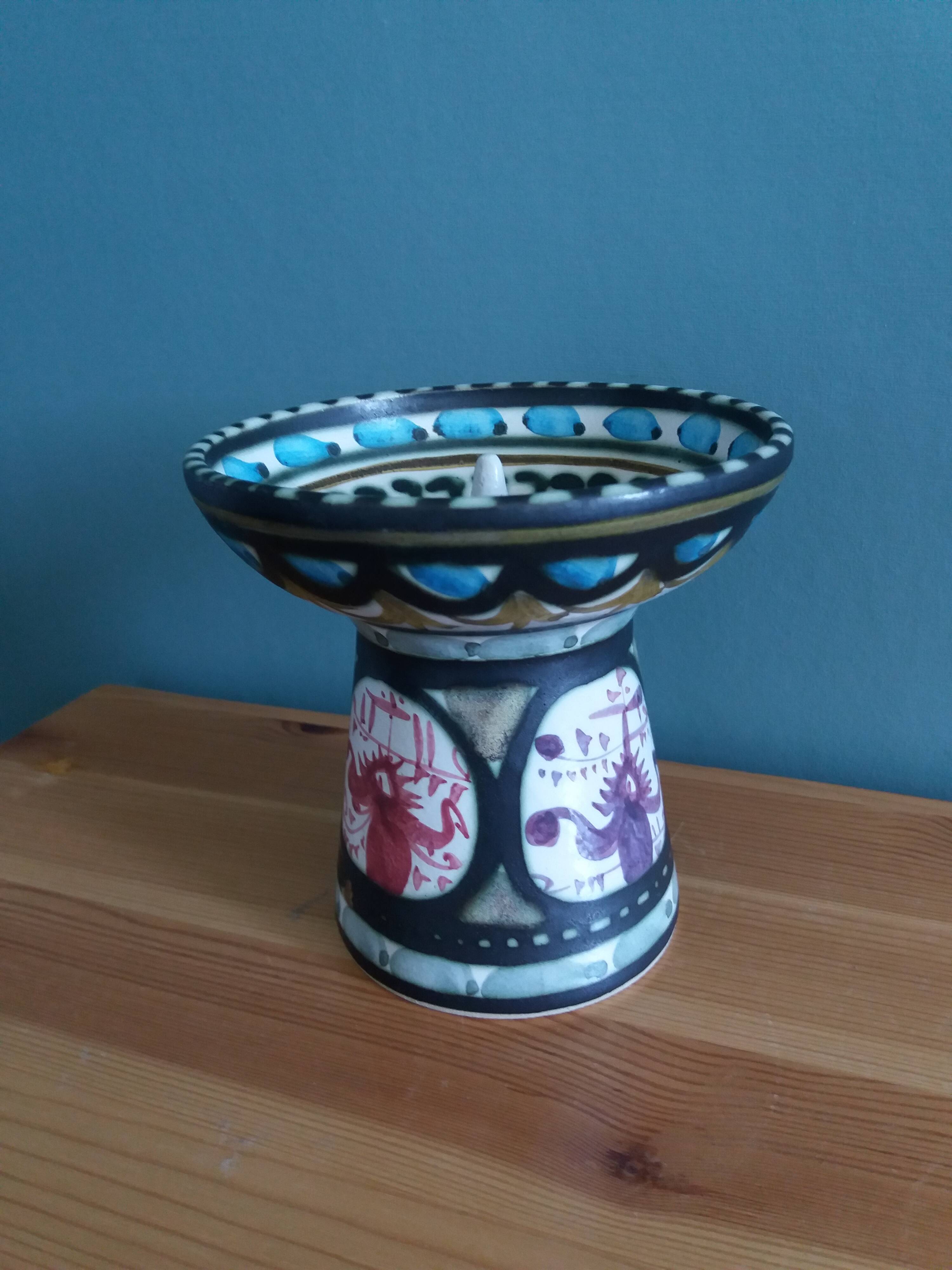 Candlestick holder signed André L'Helguen Keraluc Quimper