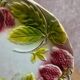 Antique majolica plate – raised strawberry decoration – gilding