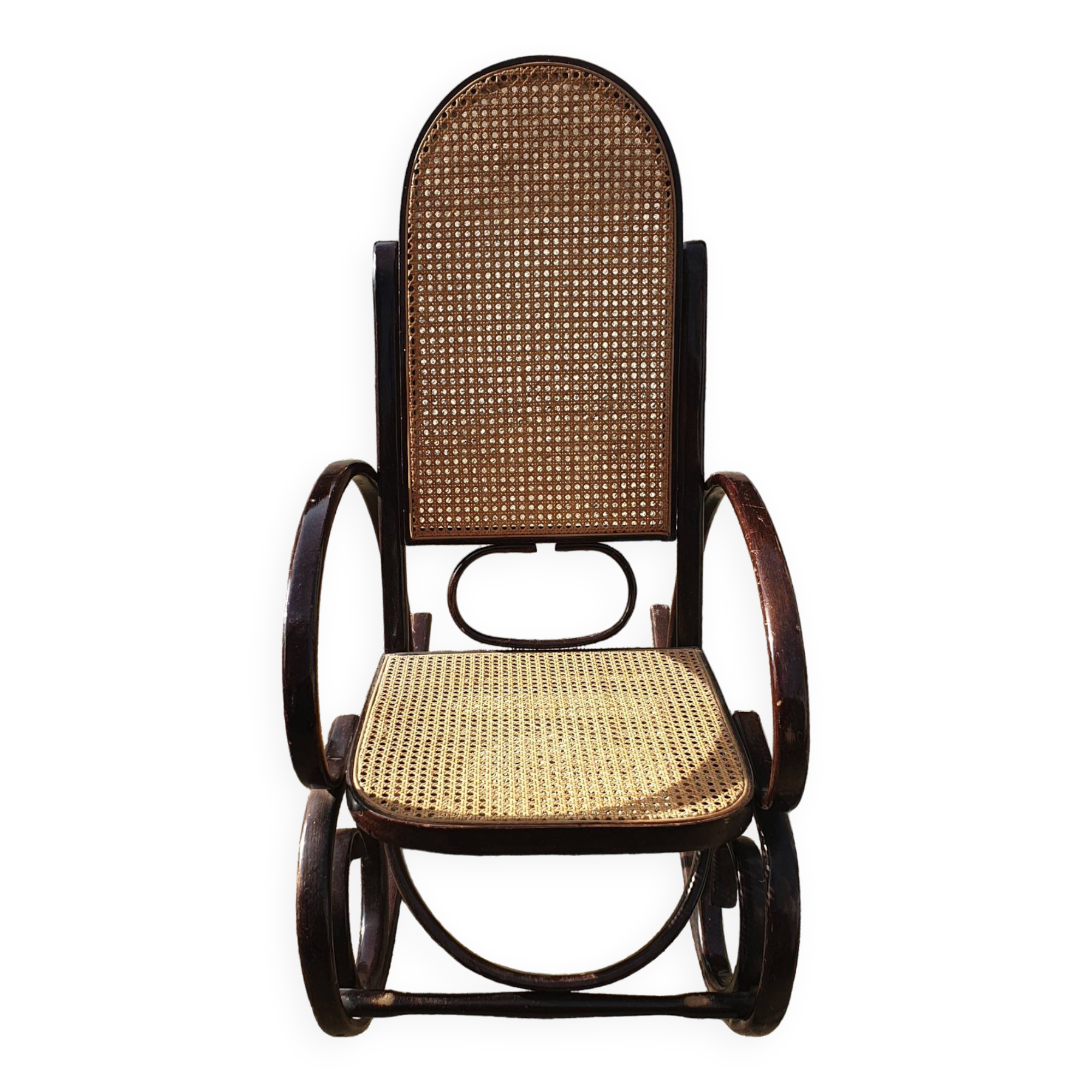 Rocking chair wood and canage seventies
