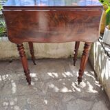 Foldable side table for washing or applying makeup in varnished solid wood 1920