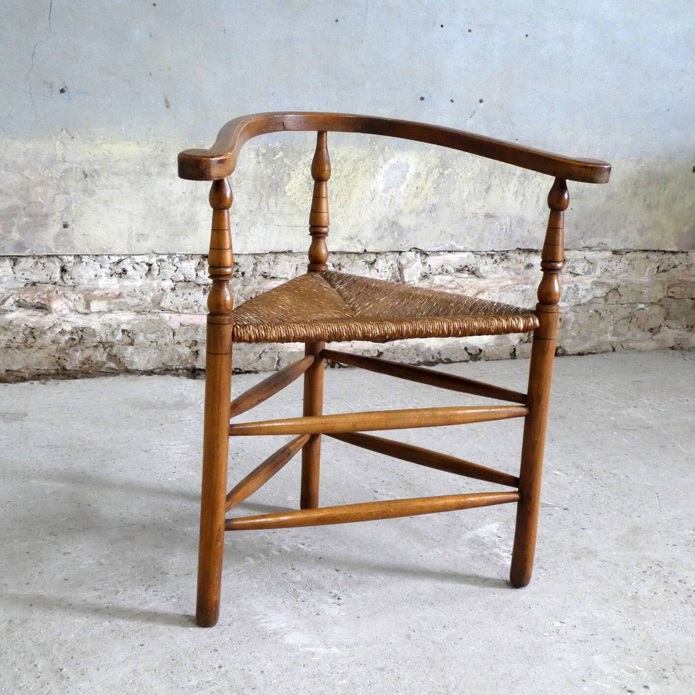 Oak & straw armchair, 1950