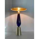 Contemporary Gold and Blue Murano Glass Table Lamp