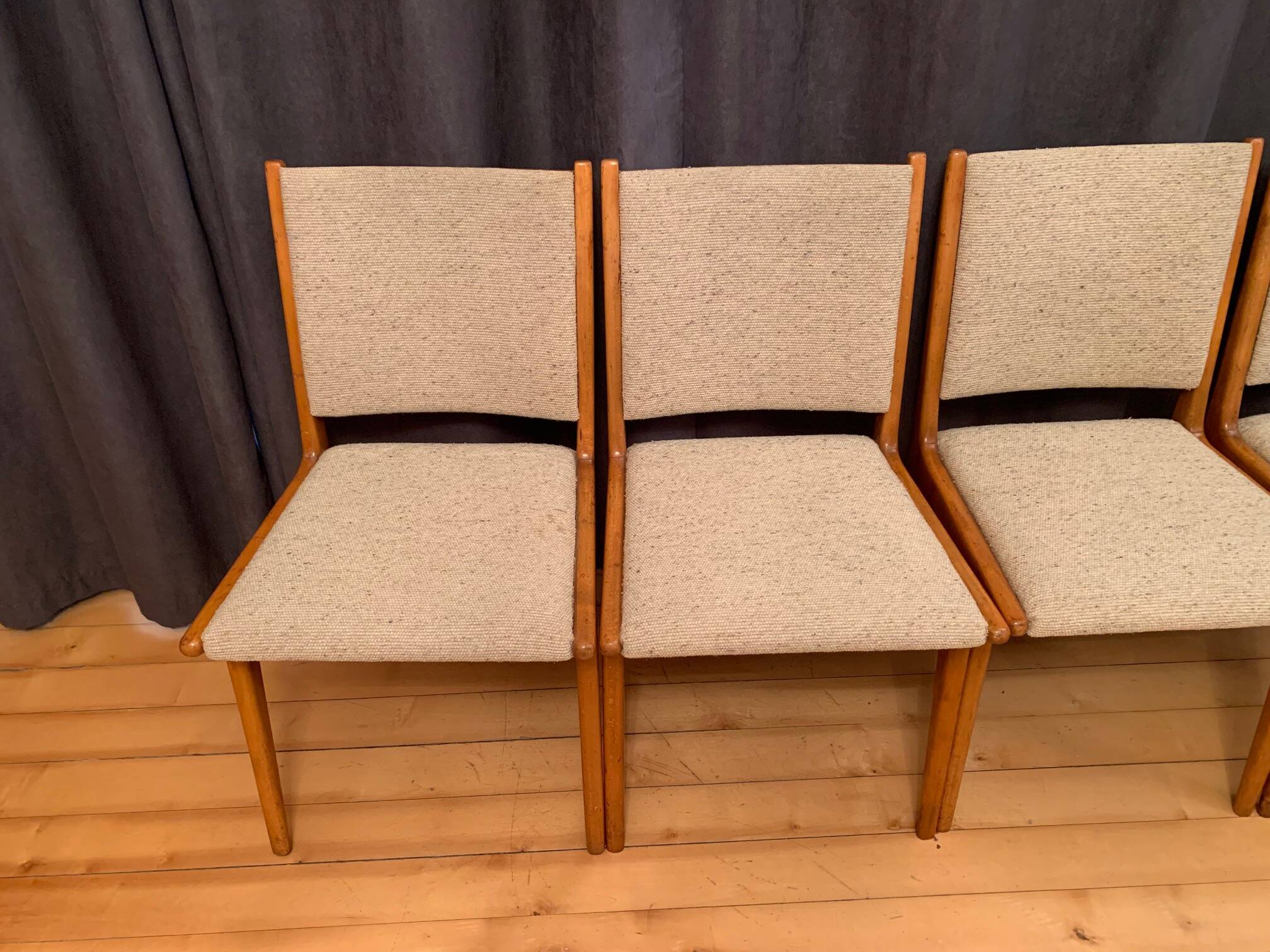Set of four Cane Back chairs designed by Jens Risom, JO Carlssons, Sweden, 1950s