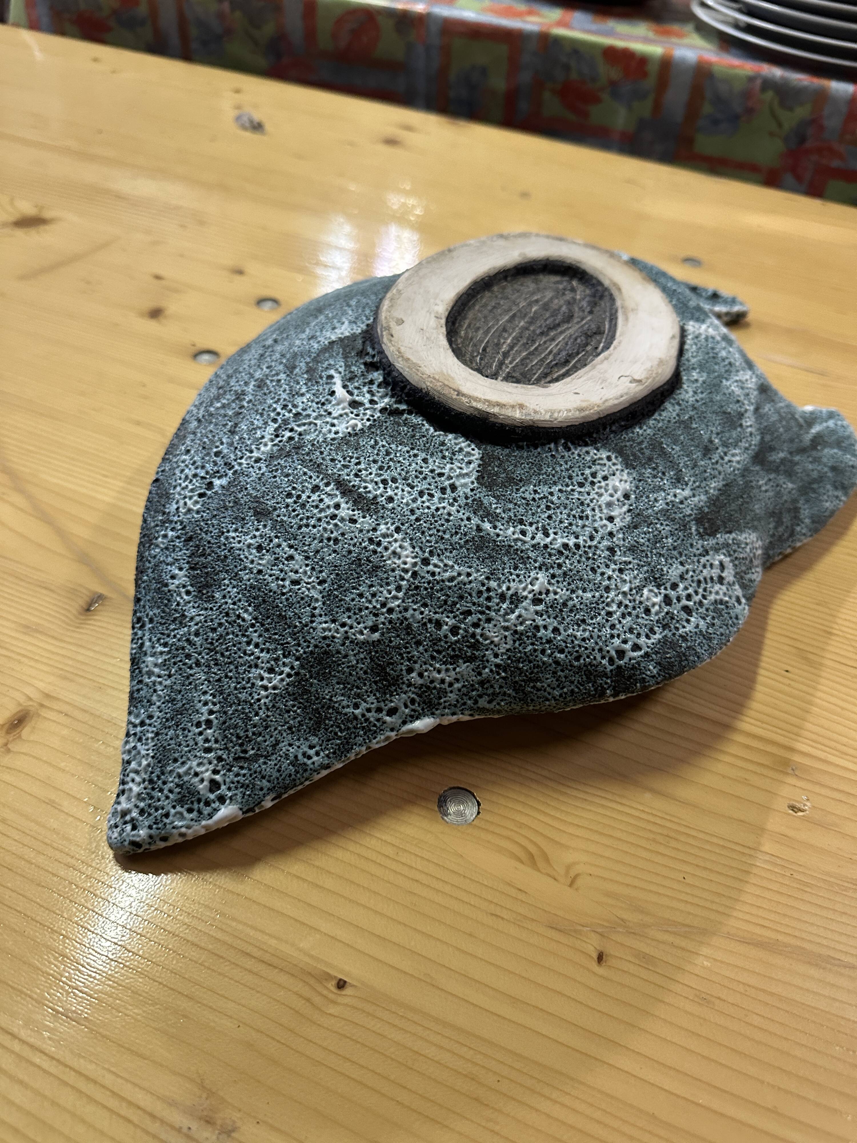 Vintage ceramic coupe plate "fat lava" from the Vallauris workshop, 1960s-70s.