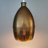 Old brass hanging lamp, which we believe is made from the drum of one of the very old coffee grinder