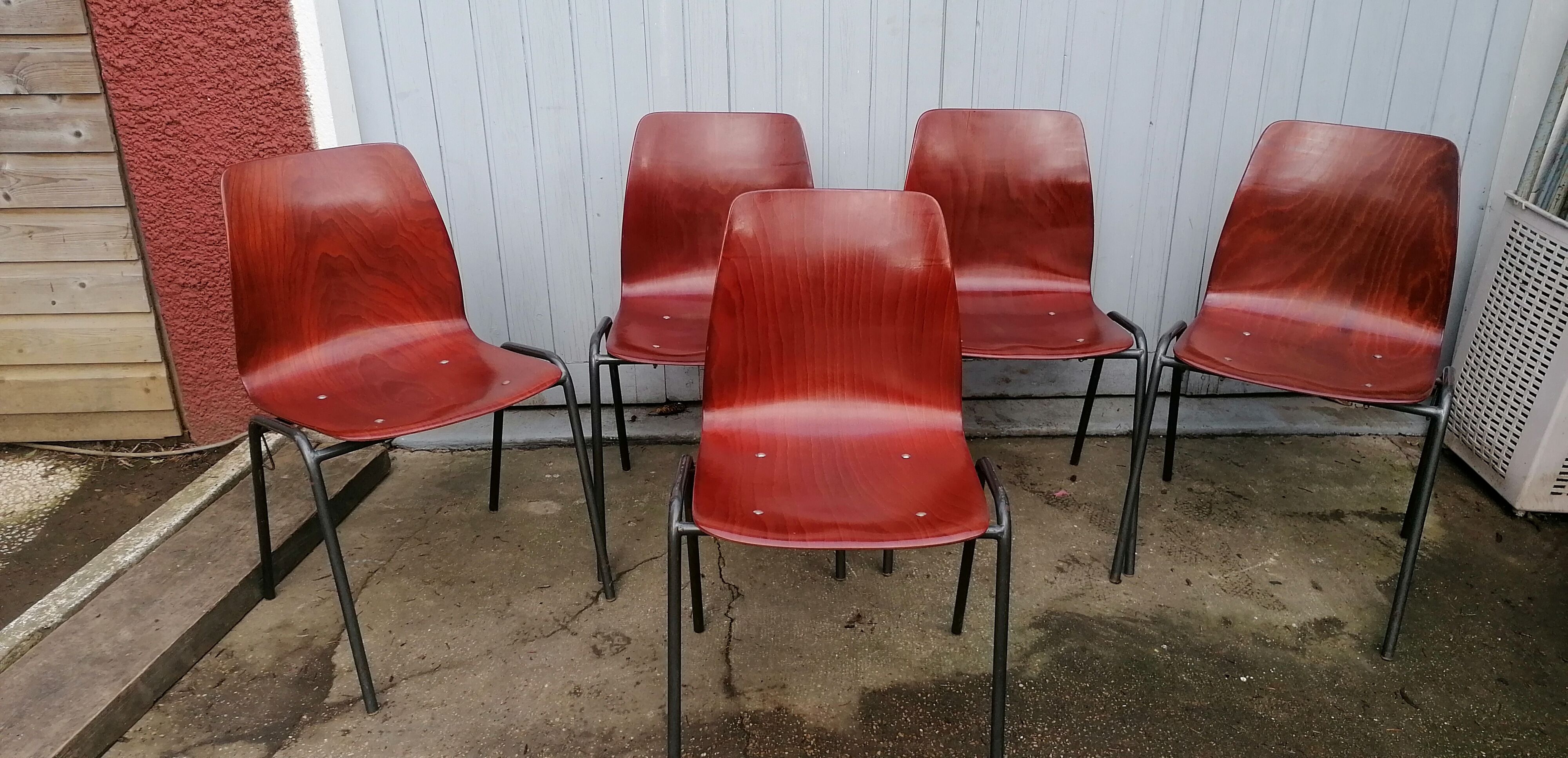 Set of 5 design chairs Pagholz 1960/70 brown