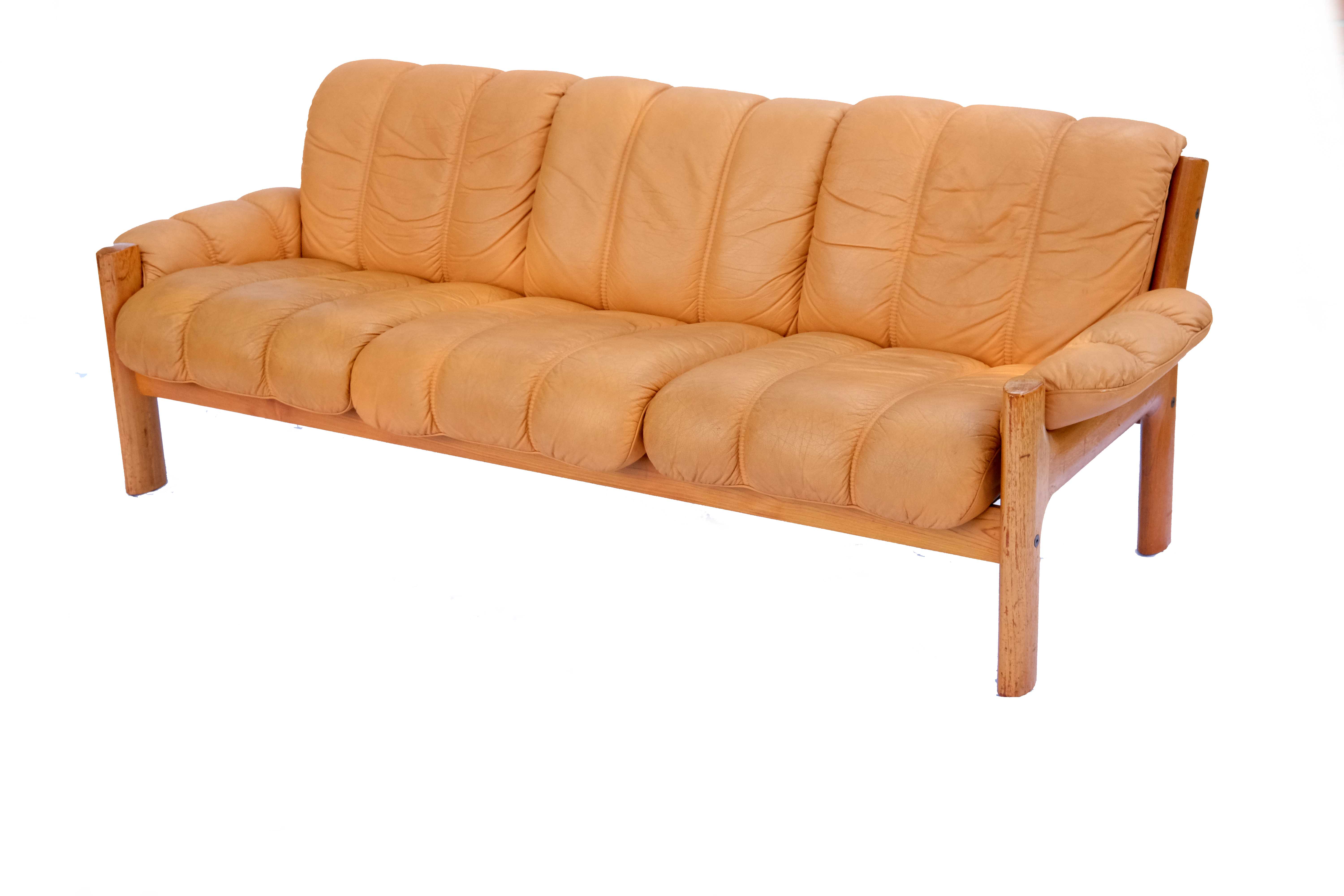 Norwegian modern ekornes teak & leather 3 seater sofa, model montana, 1970’s