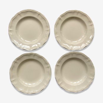 Set of 4 ivory plates Digoin Sarreguemines