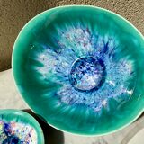 Salad bowl dessert service & 8 ramekins sandstone from the vintage Morvan 70s