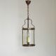 Lanterne suspendue à 2 lumières en laiton vintage français avec abat-jour en verre cylindrique 4948