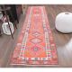 Vintage Turkish Oushak handmade wool cotton orange runner rug 83x336