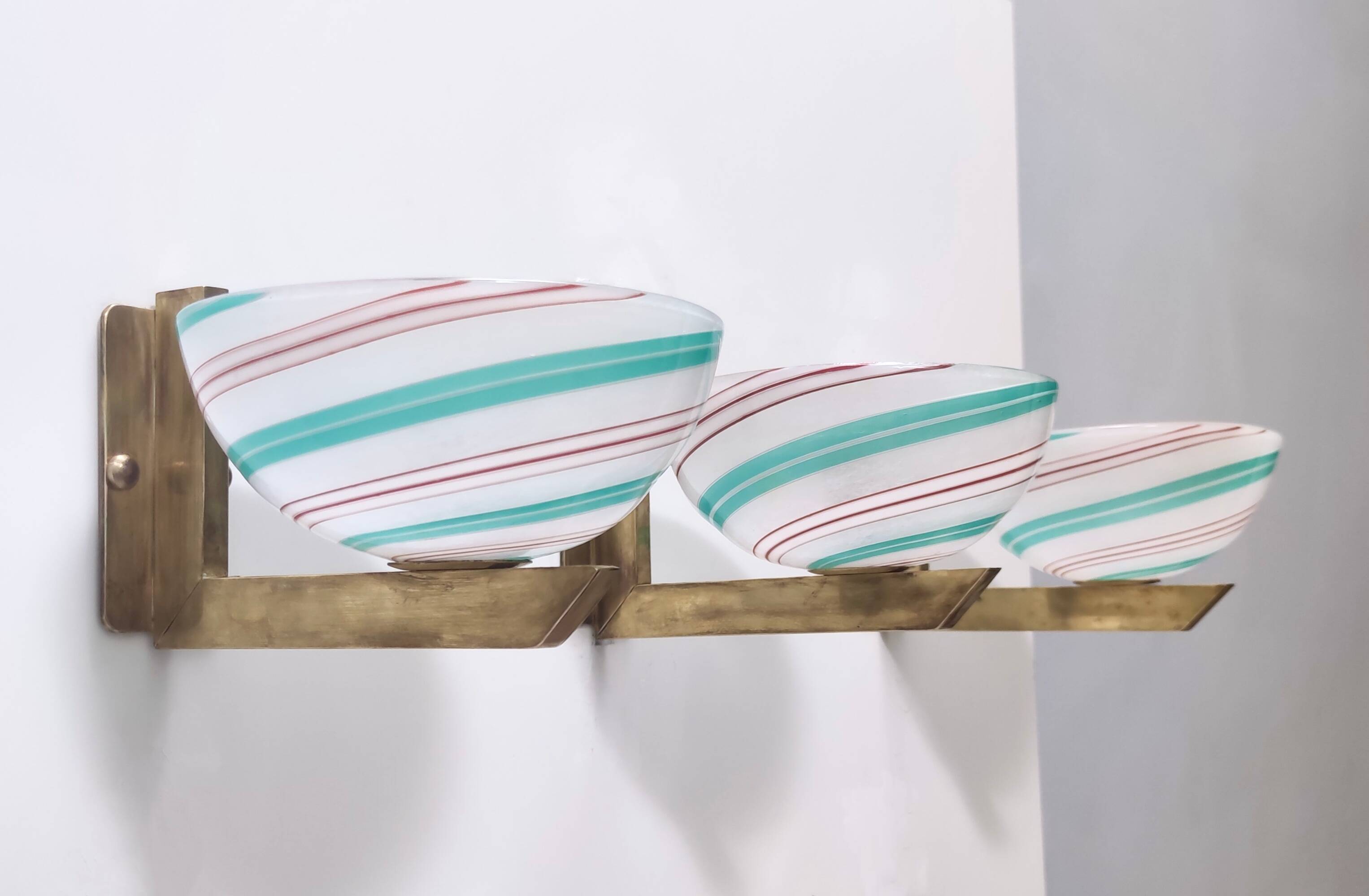 Rare Murano Glass and Brass Wall Light by Dino Martens for Aureliano Toso, Italy