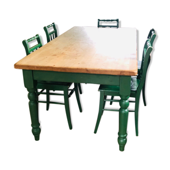 Table de ferme avec 5 chaises