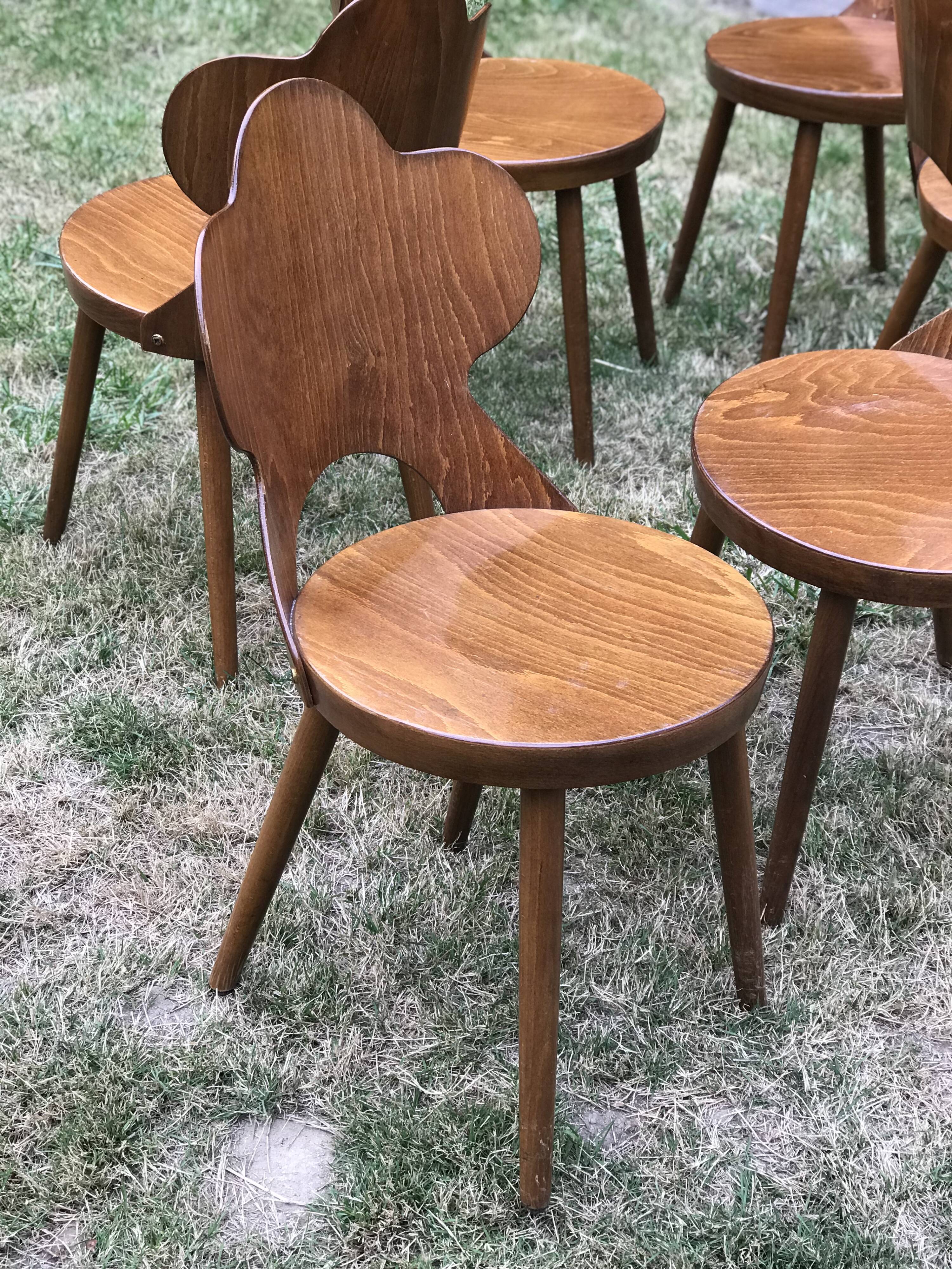 Set of 6 chairs Baumann signed model rare clover