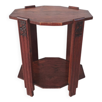 Art Deco side table in solid oak