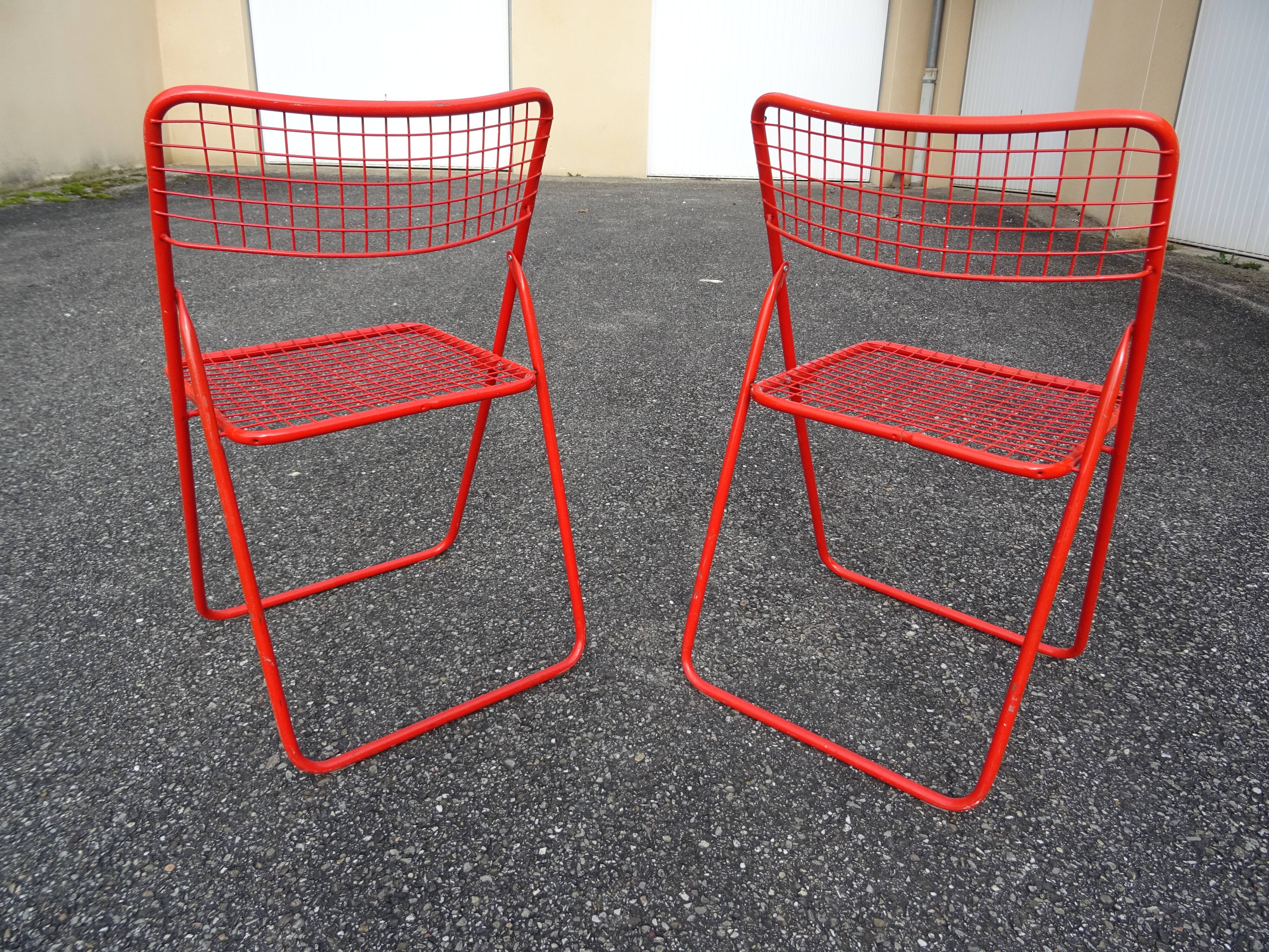Pair of folding chairs Ted Net N. Gamelgaard 80s Ikéa