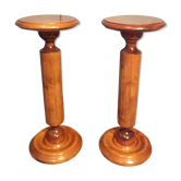 Duo of turned wooden ancinne selettes