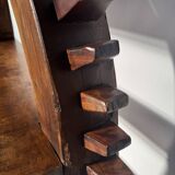 Vintage Brazilian folk art handmade round wall cabinet in Cumaru wood, 1960s