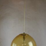 Suspension globe verre fume ambre bulle Peill & Putzler space age