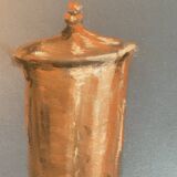 Signed painting Pastel terracotta "the terracotta jar" indigo paper