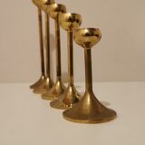 Set of 5 brass candlesticks from the 70s