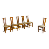 Sculptural postmodern dining chairs in wood with curved back, 1980s