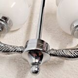 Vintage opaline lampshade chrome duck 2-arm chandelier