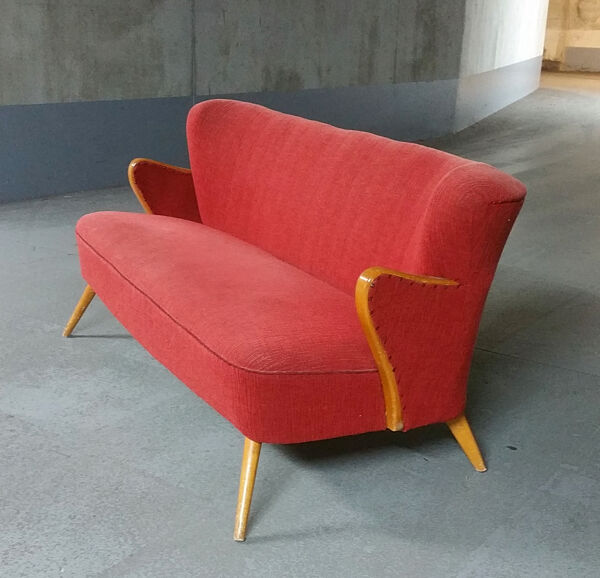 Sofa scandinave danois années 50/60 wing rouge d'époque
