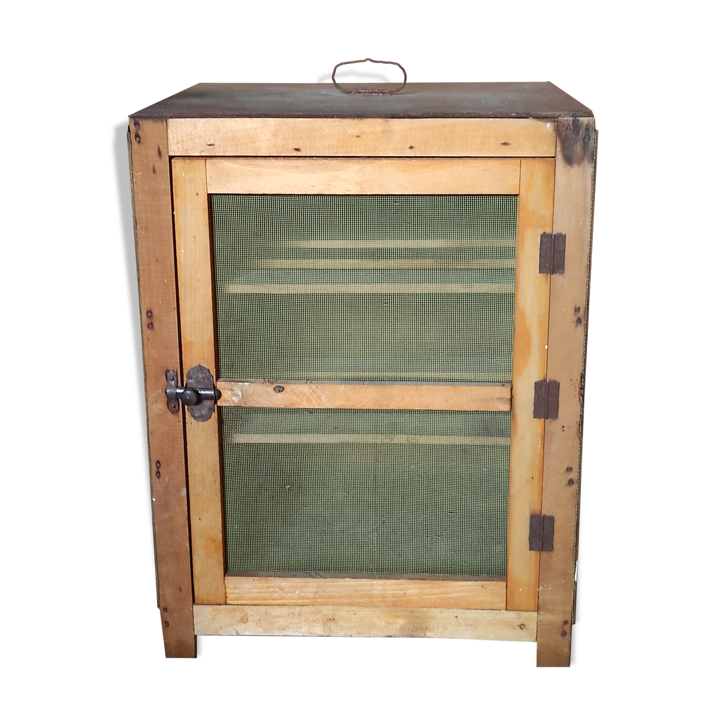 Small pantry cabinet in vintage wood mesh