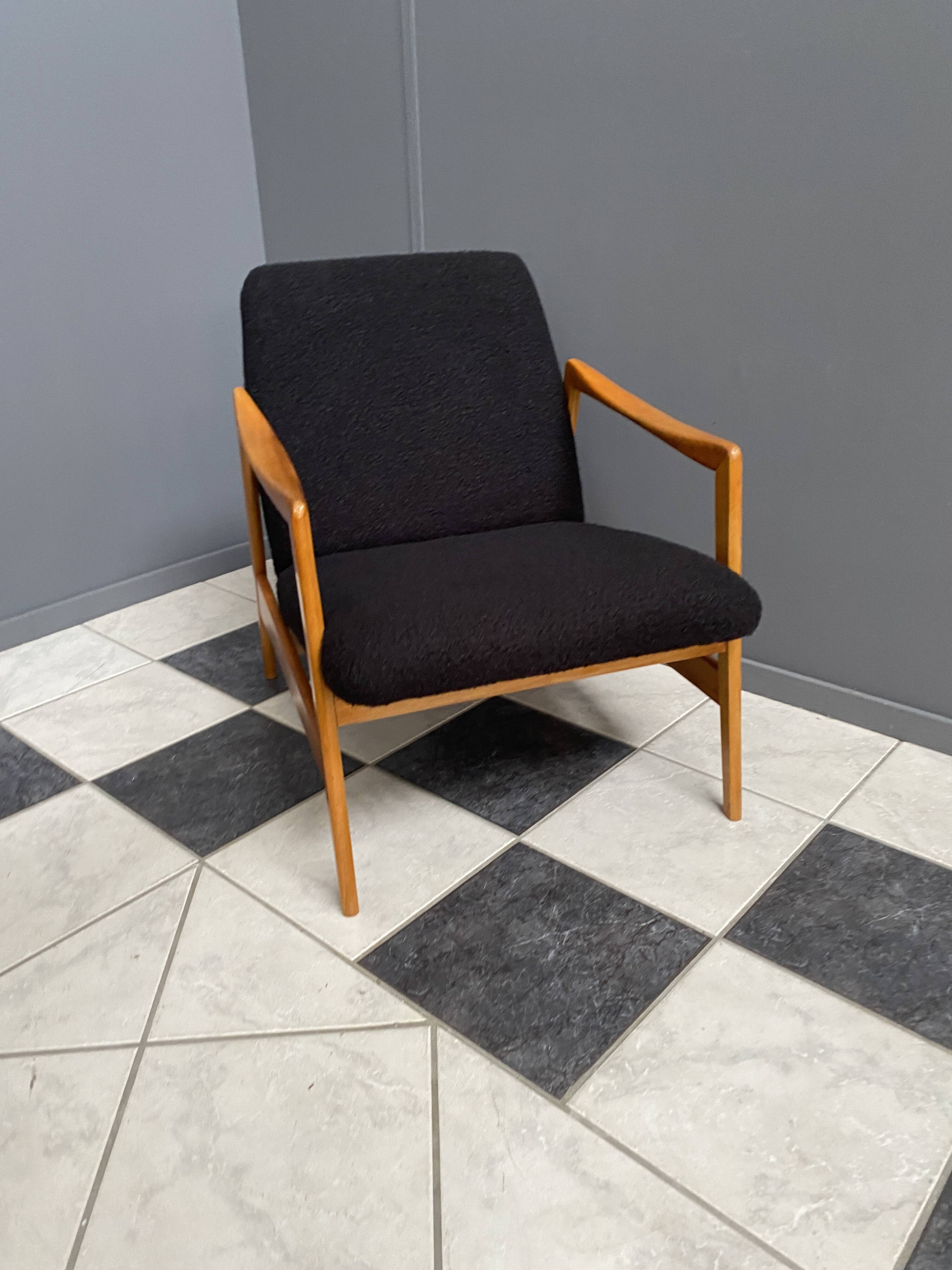 Black Boucle fabric chair 1970s