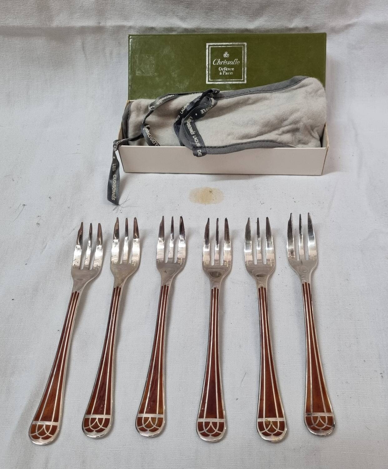 Christofle Talisman model forks, cloisonné