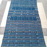 Carpet kilim blue and black handmade 127 x 217 cm