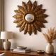 Grand miroir soleil des Pays-Bas en bois sculpté doré – années 60 m