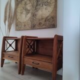 Pair of bedside tables in oak workshop Saint Sabin year 1950