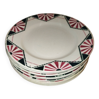9 assiettes a dessert vintage décor Art déco