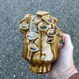 Vintage ceramic vase with mushroom relief decoration