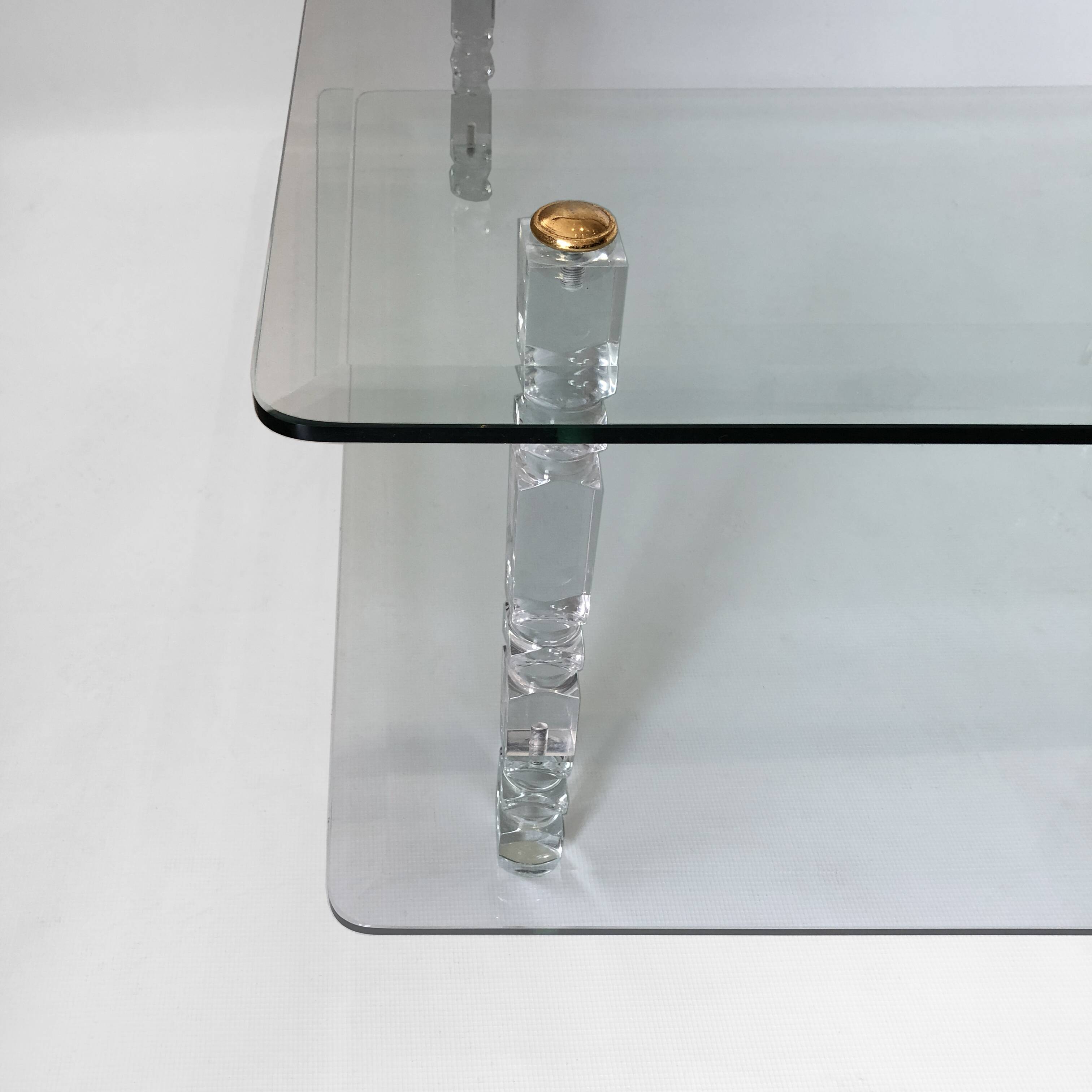 Two-Tier Lucite and Glass Coffee Table 1970s Modernist Vintage Mid-Century