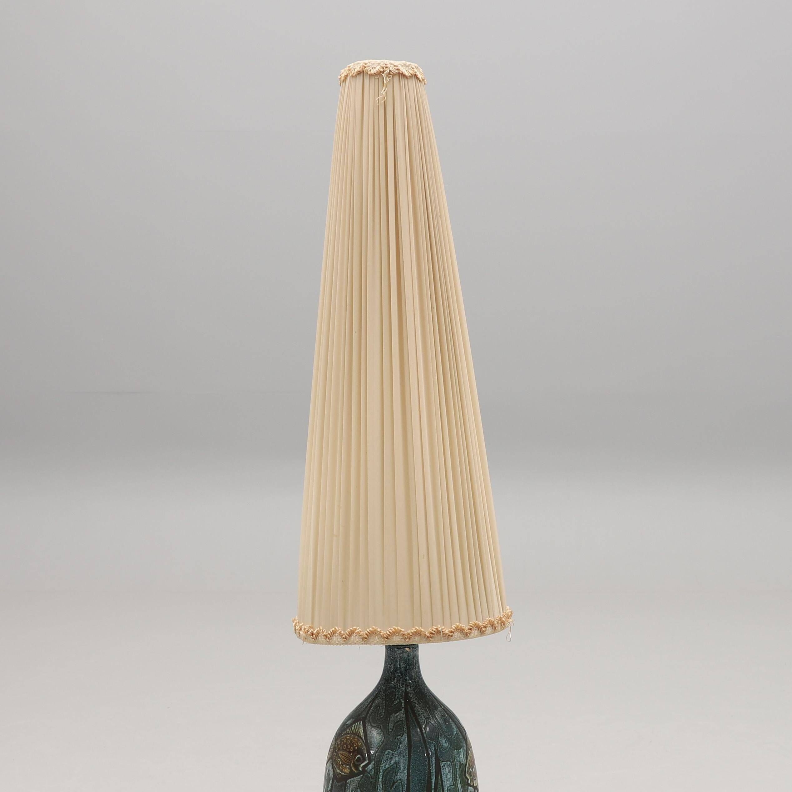 Bonnie Rehnkvist Ceramic table lamp for Torngrens, Falkenberg, Sweden, 1960