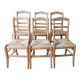 Set of 6 straw chairs in Louis Philippe style cherry wood