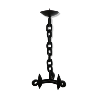 Brutalist style mid-century chain candlestick