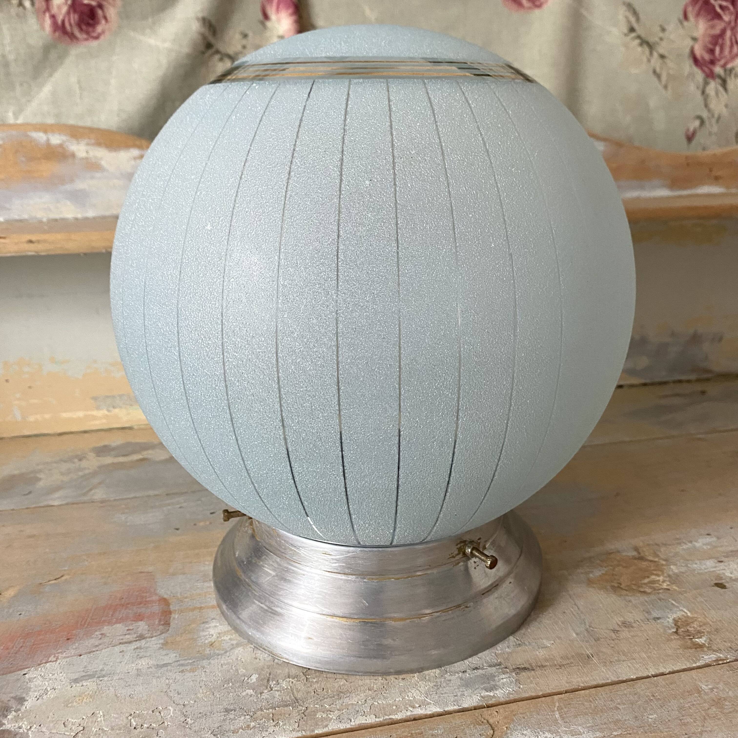 Art Deco blue granite and gold ball ceiling light