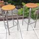 Pair of high wooden stools and metal industrial style 60/70
