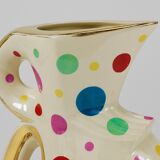 Boch Frères Pichet / Mid-Century Jug in Gold and Polka Dots, Belgium, 1950s