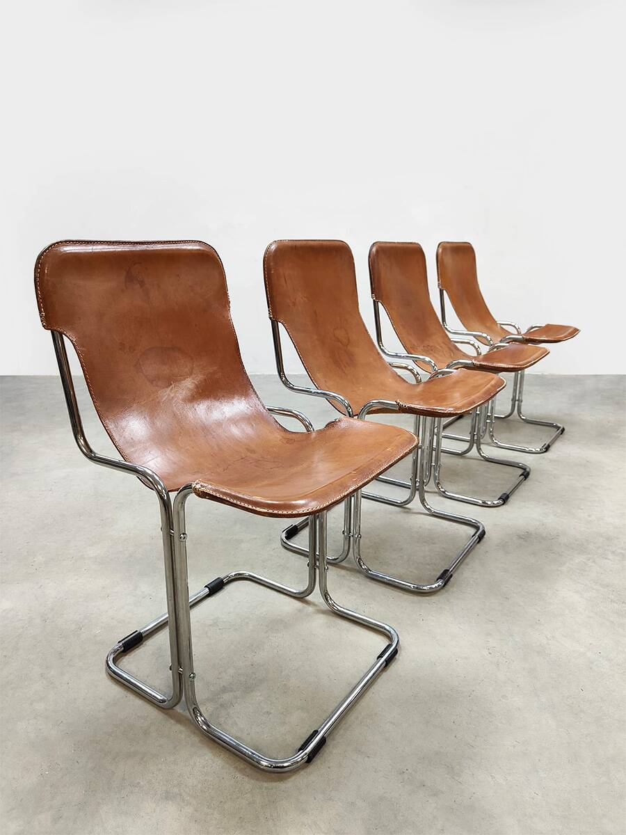 Vintage leather Calla Arflex dining chair Ari Colombo